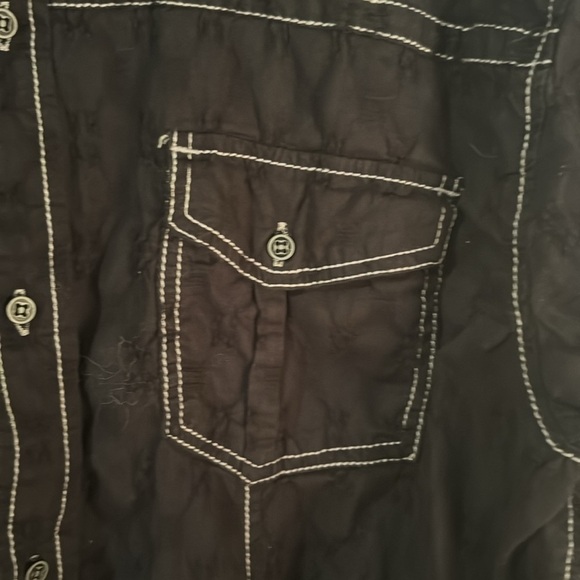 Buckle Black No. 48 Men's Button up  XL Long Sleeve Black with Gray Stitching - Picture 5 of 8